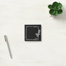 Zwarte notities met witte dubbele lijst met bloeme post-it® notes