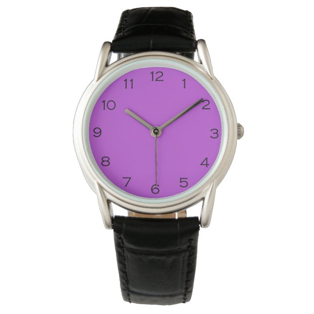 Zwarte Nummers op Paarse wacnt Horloge (Voorkant)