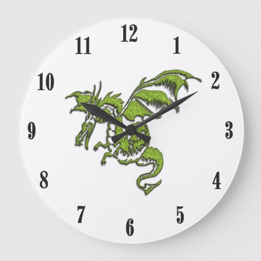 Zwarte nummers van Flying Dragon Design Grote Klok (Voorkant)