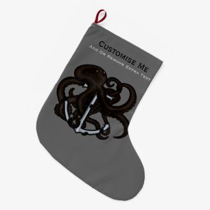 Zwarte octopus boven anker grote kerstsok