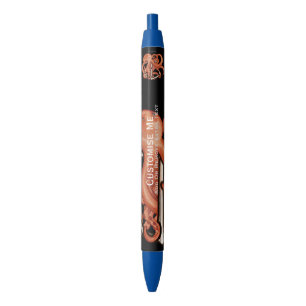 Zwarte octopus boven anker inkt pen