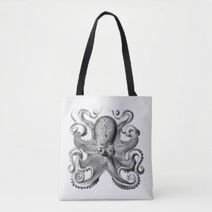 Zwarte octopus illustratie door Ernst Haeckel Tote Bag