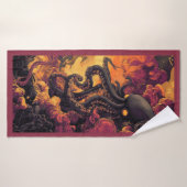 Zwarte Octopus Kunstwerk Strandlaken Badhanddoek (Badhanddoek)