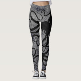 Zwarte octopus op grijs - Leggings
