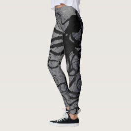 Zwarte octopus op grijs - Leggings