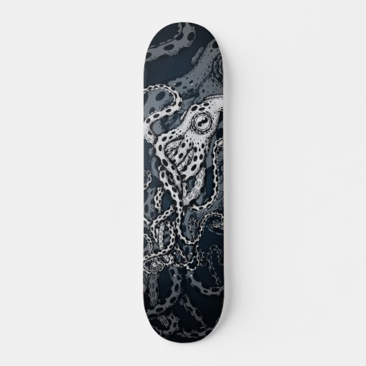 Zwarte octopus persoonlijk skateboard (Voorkant)