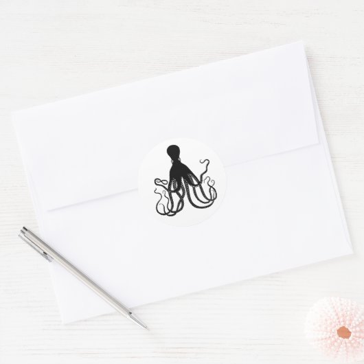 Zwarte Octopus Sticker (Envelop)