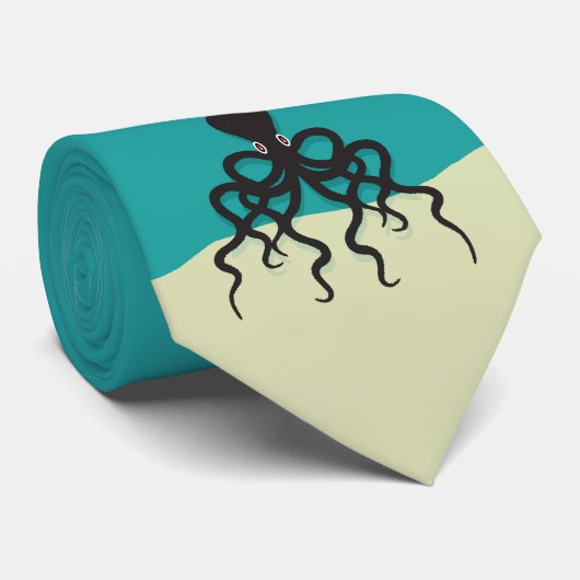 Zwarte Octopus Stropdas (Opgerold)