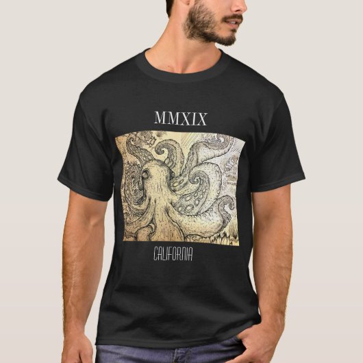 Zwarte octopus t-shirt (Voorkant)