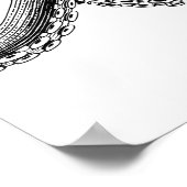 Zwarte  octopus wetenschappelijke illustratie poster (Hoek)