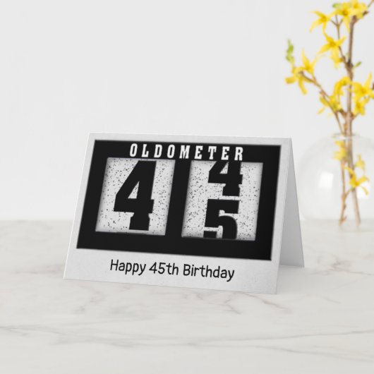 Zwarte odemeter voor de 45e verjaardag kaart (Gele Bloem)