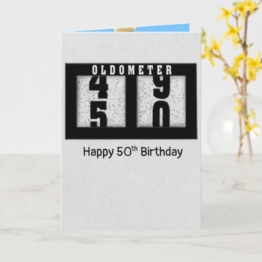 Zwarte odemeter voor de 50e verjaardag kaart (Gele Bloem)