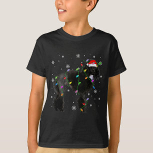 Zwarte Odle-hond kerstlichtjes Funny Santa-hoed Do T-shirt