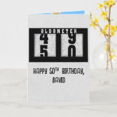 Zwarte Odometer voor 50ste Verjaardag Met Naam Kaart (Gele Bloem)
