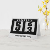 Zwarte Odometer voor 53ste verjaardag Kaart (Gele Bloem)
