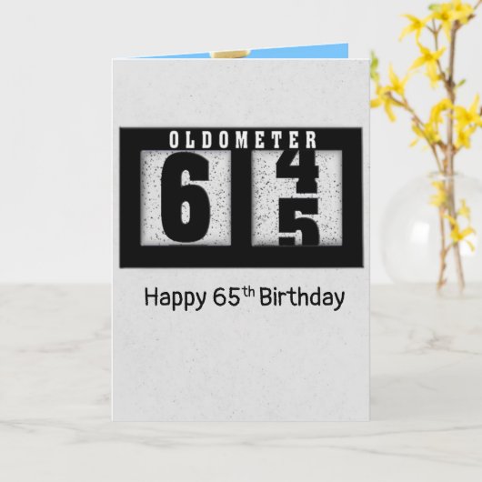 Zwarte Odometer voor 65e Verjaardag Kaart (Gele Bloem)