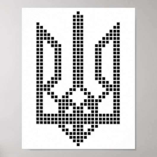 Zwarte Oekraïense Tryzub-symbool op het hart - Oek Poster (Voorkant)