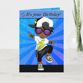Zwarte of Bruine Jongens Hip Hop Gelukkige Verjaar Kaart