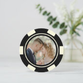 Zwarte Off Witte Pokerchip Trouw-Elopement Kaart (Staand voorkant)