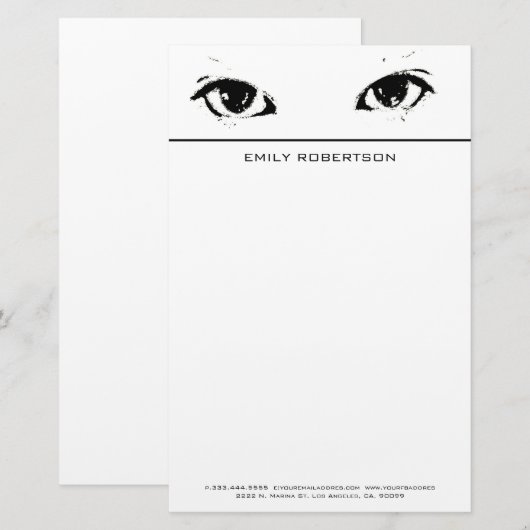 Zwarte ogen briefpapier (Voorkant / Achterkant)