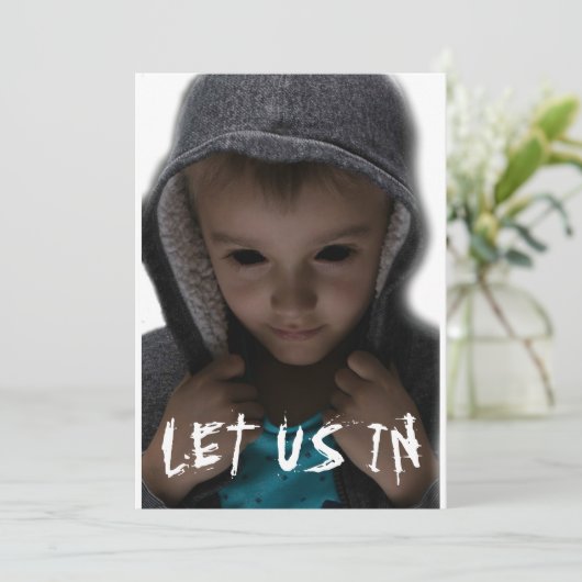 Zwarte Ogen Kids BEK Laat Ons Binnen Griezelig Vre Kaart (Staand voorkant)