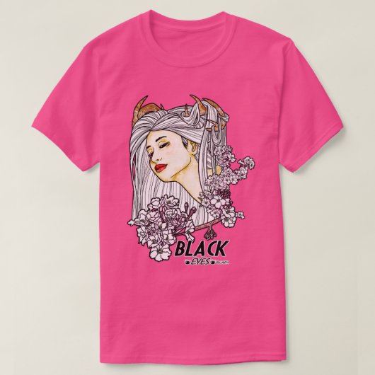 Zwarte Ogen Roze T-shirt (Design voorkant)