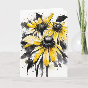 Zwarte-ogige Susan - Waterverf bloemen Kaart