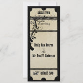 Zwarte Old Hollywood Ticket Huwelijk Kaart (Achterkant)