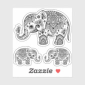 Zwarte olifant  bloemenpaisley sticker (Vel)