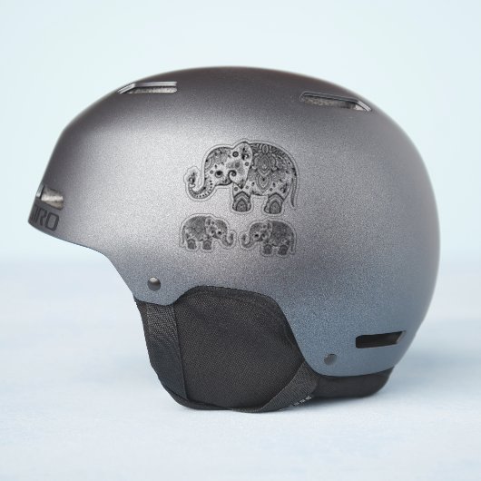 Zwarte olifant  bloemenpaisley sticker (Helm Zijkant)