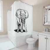 Zwarte olifant en witte strepen douchegordijn (In situ)