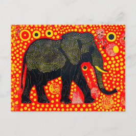 Zwarte olifant met Oranje bubbelpatroon Feestdagenkaart