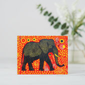 Zwarte olifant met Oranje bubbelpatroon Feestdagenkaart (Staand voorkant)