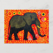 Zwarte olifant met Oranje bubbelpatroon