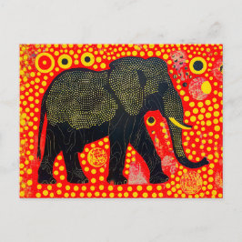 Zwarte olifant met Oranje bubbelpatroon Feestdagenkaart