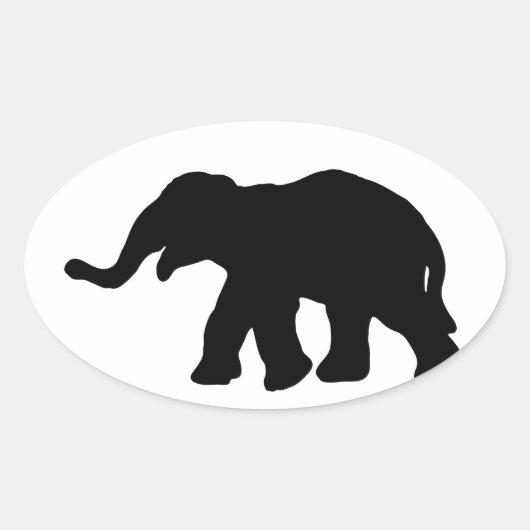 Zwarte olifant ovale sticker (Voorkant)