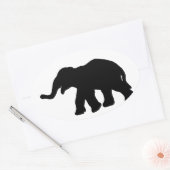 Zwarte olifant ovale sticker (Envelop)