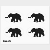 Zwarte olifant ovale sticker (Vel)
