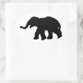 Zwarte olifant ovale sticker (Tas)
