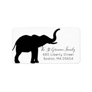 Zwarte Olifant Silhouet Retouradres Etiket
