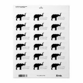 Zwarte Olifant Silhouet Retouradres Etiket (Full Sheet)