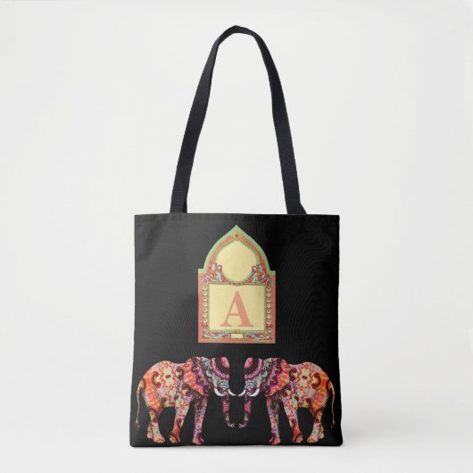 Zwarte olifant tote bag (Voorkant)