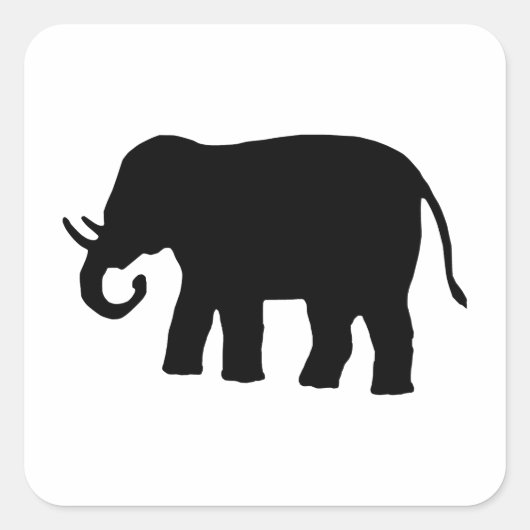 Zwarte olifant vierkante sticker (Voorkant)