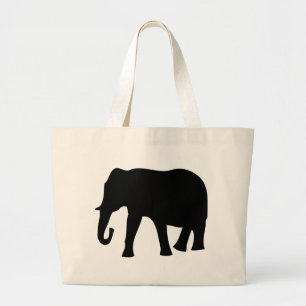 zwarte olifantenpictogram grote tote bag