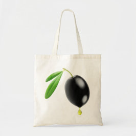 Zwarte olijf met druppel olie tote bag