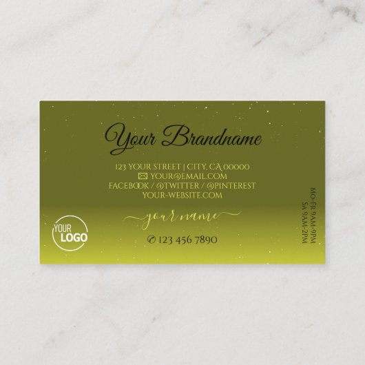 Zwarte Olijfgroene Gele mousserende juwelen toevoe Visitekaartje (Achterkant)
