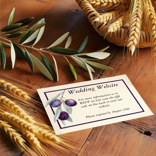 Zwarte Olijftak Aquarel QR Code Omhulsel Informatiekaartje