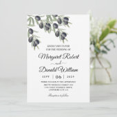 zwarte olijftak waterverf trouwuitnodigingen kaart (Staand voorkant)