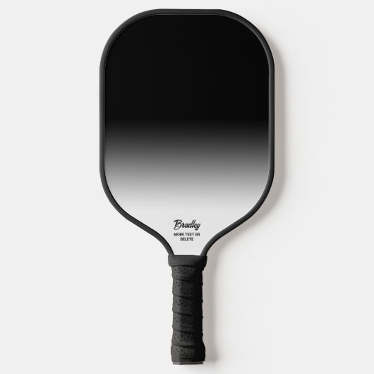 Zwarte Ombre Gradiënt Aangepaste Tekst Naam Cool Pickleball Paddle (Voorkant)