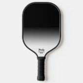 Zwarte Ombre Gradiënt Aangepaste Tekst Naam Cool Pickleball Paddle (Achterkant)